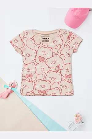 Max Collection Girls Graphic Printed Round Neck Cotton T-shirt