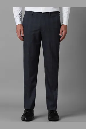 Louis Philippe Men Checked Slim Fit Mid-Rise Trousers
