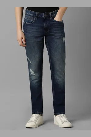 Louis Philippe Men Slim Fit Low Distress Heavy Fade Jeans