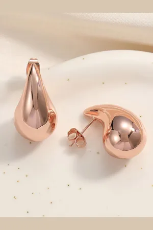 FIMBUL Teardrop Shaped Rose Gold-Plated Stainless Steel Studs Earrings