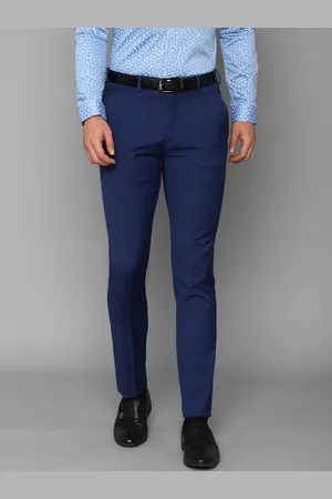 Louis Philippe Men Navy Blue Textured Slim Fit Trousers