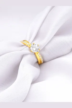 GIVA Gold-Plated CZ-Studded Finger Ring