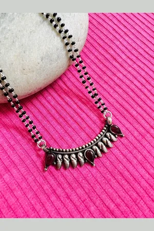 ARTE 925 Sterling Silver CZ Studded & Beaded Mangalsutra