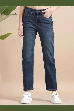 Mast & Harbour Women Comfort Straight Fit High-Rise Stretchable Jeans