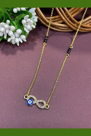 Digital Dress Room Gold Plated And Beads Evil Eye Pendant Mangalsutra