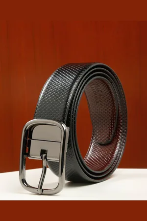 Teakwood Leathers Men Textured Leather Reversible Formal Belt