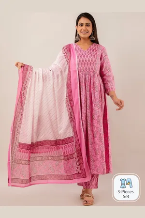 Celebravo Floral Printed Pure Cotton Kurta & Trousers With Dupatta