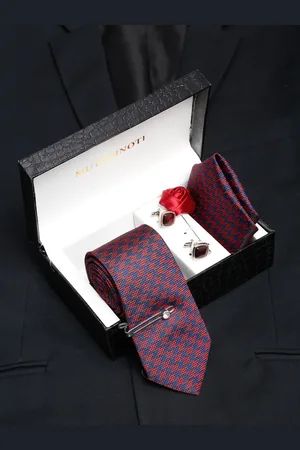 MUTAQINOTI Men Silk Blend Necktie Accessory Gift Set