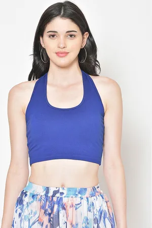 Cation Women Blue Solid Tank Pure Cotton Top