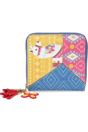 Chumbak Women Yellow & Blue Printed Zip Around Wallet