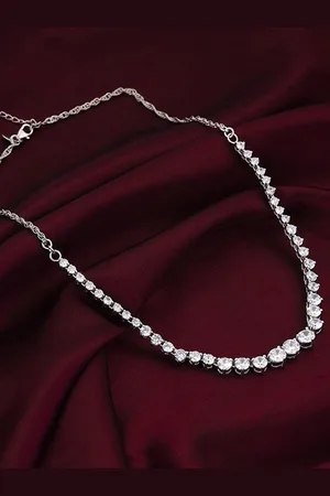 GIVA Silver Rhodium-Plated Handcrafted Necklace