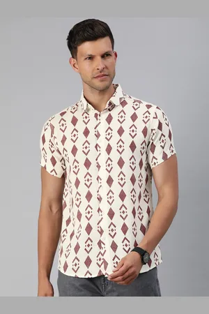 Majestic Classic Slim Fit Opaque Geometric Printed Pure Cotton Casual Shirt