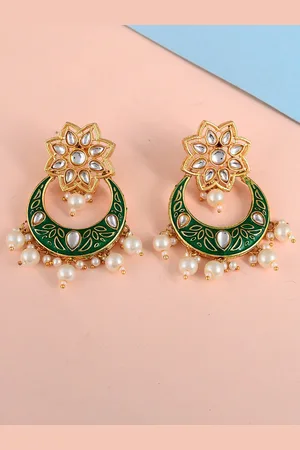 Dastoor Brass-Plated Contemporary Chandbalis Earrings