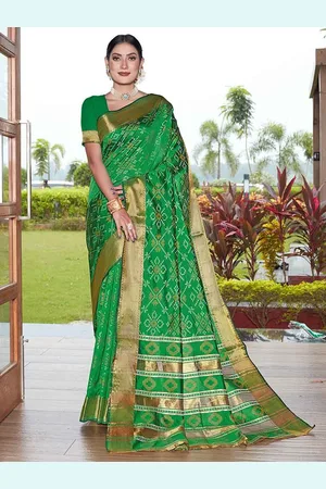 JustFashion Printed Zari Bandhani Saree