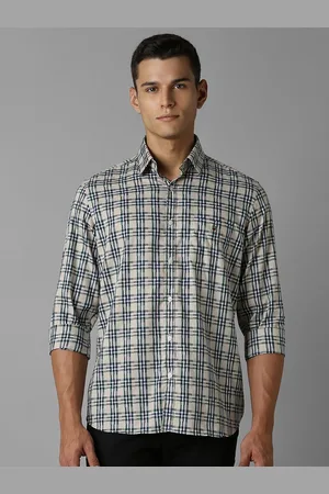 Louis Philippe Men Spread Collar Tartan Checked Cotton Slim Fit Casual Shirt