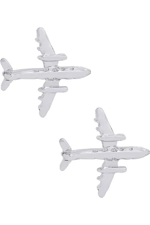Bodha Rhodium-Plated Aeroplane Shaped Cufflinks