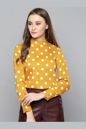 Harpa Women Mustard Yellow & White Printed Top