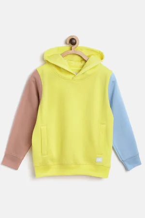 Cherry Crumble Boys and Girls Yellow Solid Bloomberg Colorblock Hoodie Sweatshirt