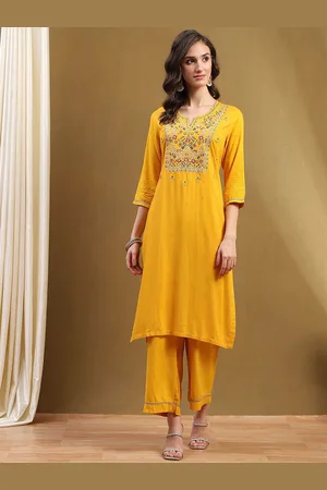 Biba Women Floral Embroidered Kurta With Palazzos & Dupatta