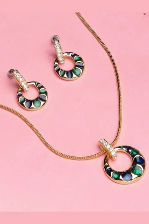 ESTELE Gold-Plated Crystal Studded Jewellery Set