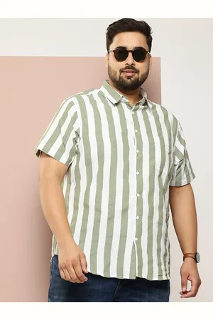 Sztori Men Plus Size Classic Striped Pure Cotton Casual Shirt