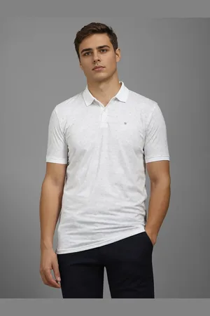 Louis Philippe Men Geometric Printed Polo Collar Cotton Slim Fit T-shirt