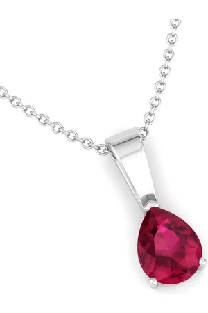 Inddus 925 Sterling Silver Red Rhodium Plated Teardrop Shaped Pendant with Chain