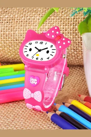 Shocknshop Girls Printed Dial & Straps Analogue Watch 339 DarkPink Kitty