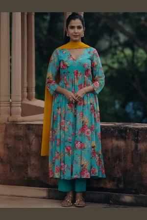 anayna Women Floral Printed Panelled Kurta with Trousers & With Dupatta
