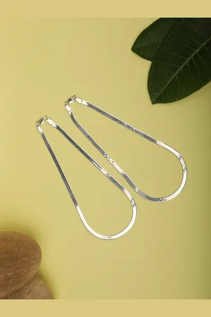 ARTE Set Of 2 Sterling Silver Flat Snake Anklet
