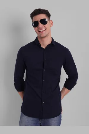 Majestic Navy Blue Comfort Slim Fit Pure Cotton Casual Shirt