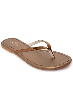 Funku Fashion Women Copper-Toned T-Strap Flats