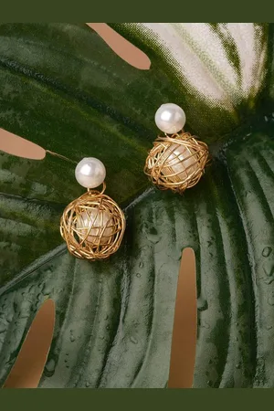 Krelin Gold-Plated Beads Beaded Circular Drop Earrings