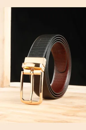 Teakwood Leathers Men Textured Leather Reversible Formal Belt
