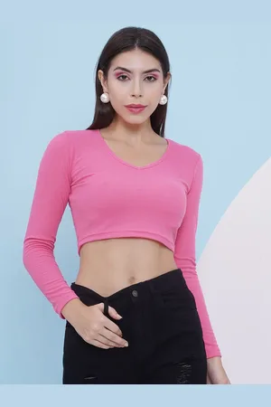 Puella Women Scoop Neck Long Sleeves Crop Top
