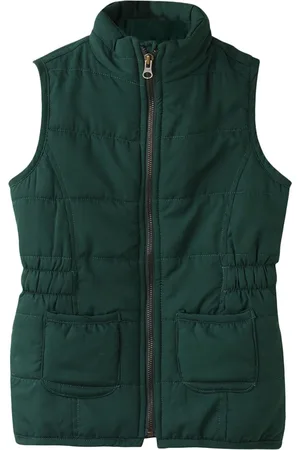 UNDER FOURTEEN ONLY Girls Green Checked Longline Padded Jacket