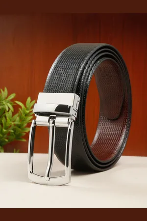 Teakwood Leathers Men Textured Leather Reversible Formal Belt