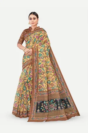TAVAS Kalamkari Printed Chanderi Saree