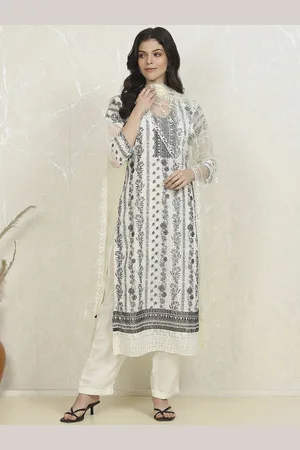 Biba Floral Printed Silk Georgette Unstitched Dress Material