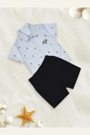 MeeMee Boys Conversational Printed Shirt with Shorts