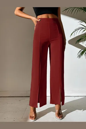 BAESD Women Relaxed Straight Leg High-Rise Wrinkle Free Bootcut Trousers