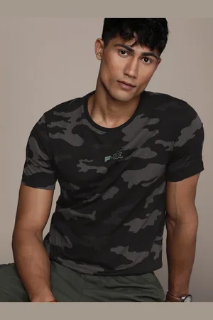 FORCE IX Men Pure Cotton Camouflage Printed T-shirt With Applique Detail