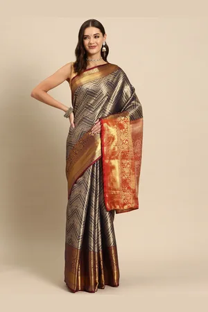 JustFashion Ethnic Motifs Zari Art Silk Kanjeevaram Saree