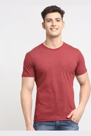 Friskers Men Maroon Cotton T-shirt