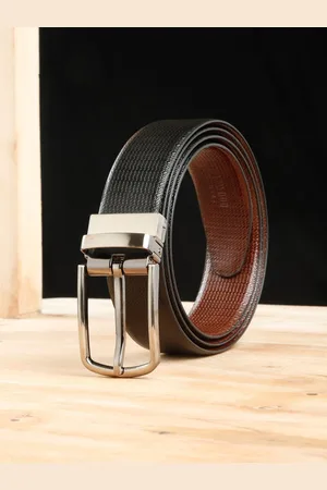 Teakwood Leathers Men Textured Leather Reversible Formal Belt