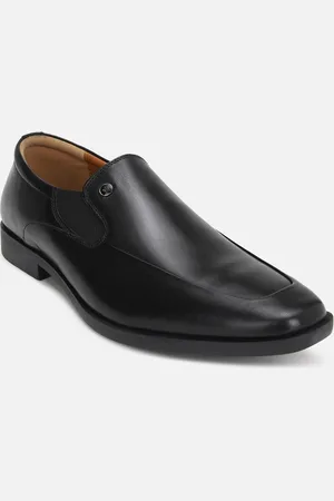 Louis Philippe Men Black Solid Formal Slip-On Shoes