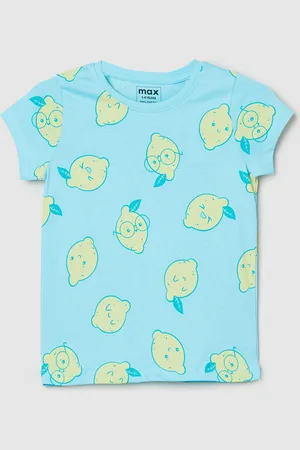 Max Collection Girls Conversational Printed Round Neck Pure Cotton T-shirt