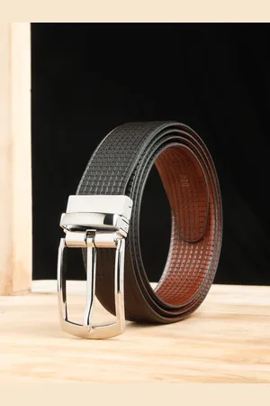 Teakwood Leathers Men Textured Leather Reversible Formal Belt