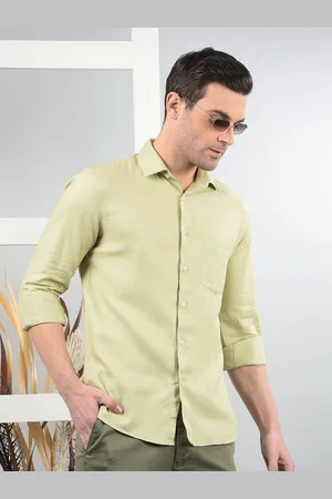 Crimsoune Club Men Classic Slim Fit Spread Collar Textured Cotton Casual Shirt