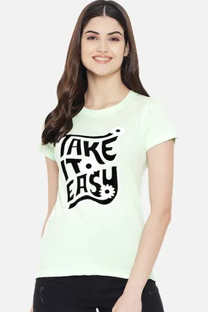 Corsica Women Regular Fit Typography Printed Round Neck Cotton T-shirt
